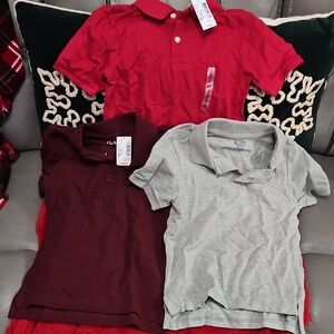 The Children's Place Polo Shirt Trio - Crimson, Burgundy, Heather Gray